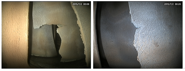 工業(yè)內(nèi)窺鏡檢測出的葉片缺損缺陷 工業(yè)內(nèi)窺鏡檢測出的葉片缺損缺陷